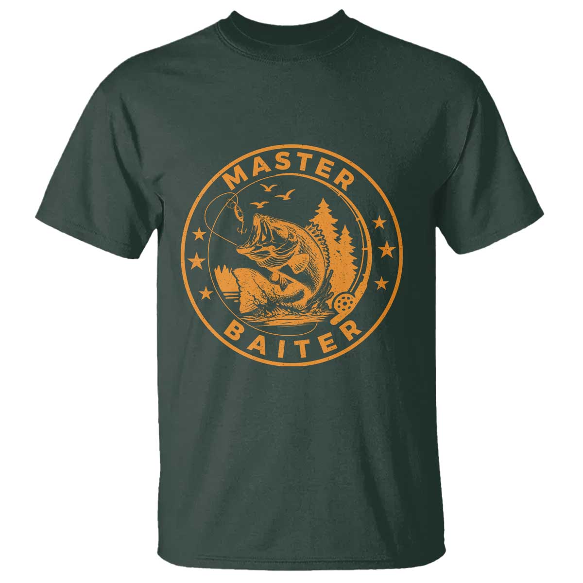 Master Baiter T Shirt Retro Bass Fishing Funny Fisher Fish Fisherman TS10 Dark Forest Green Print Your Wear