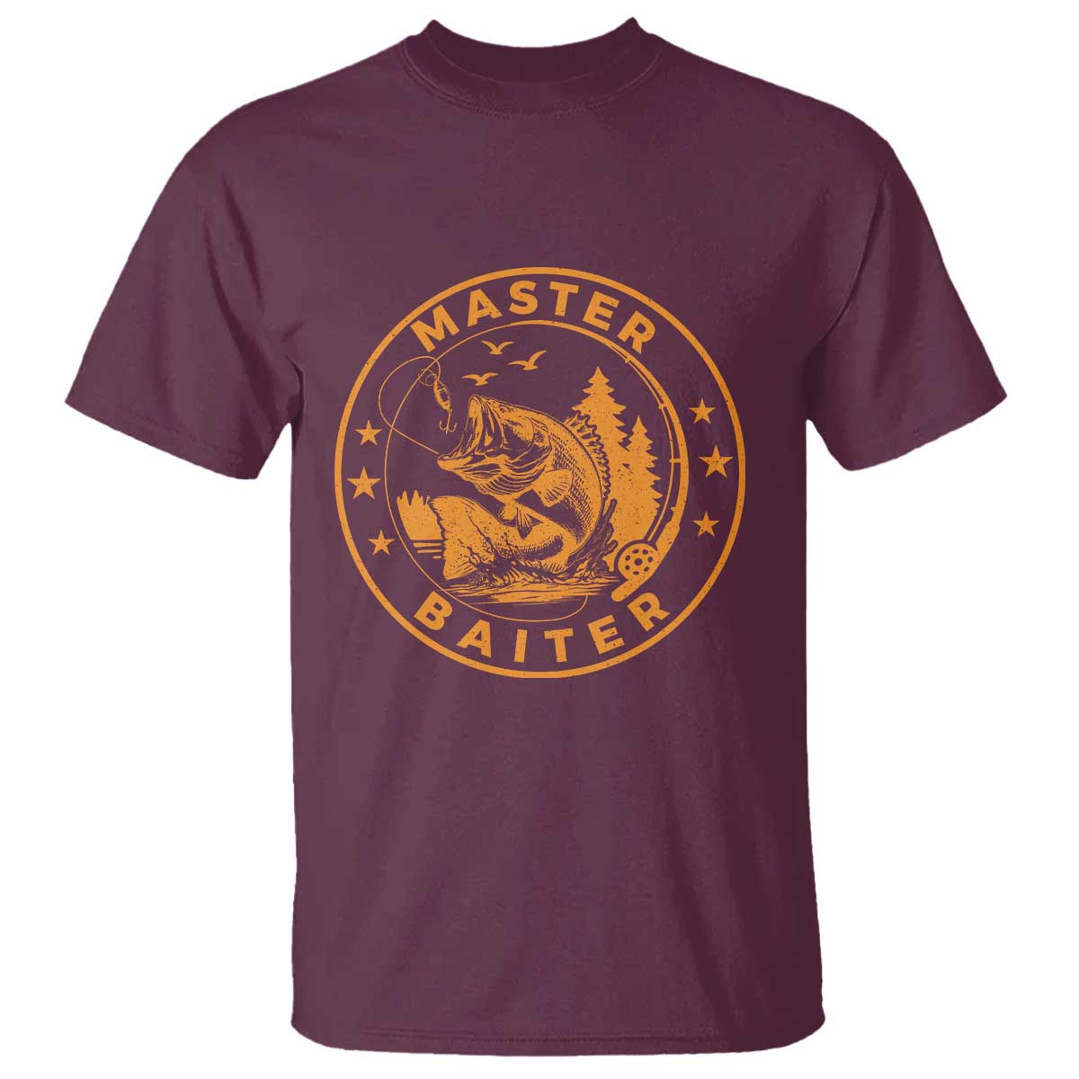 Master Baiter T Shirt Retro Bass Fishing Funny Fisher Fish Fisherman TS10 Maroon Print Your Wear