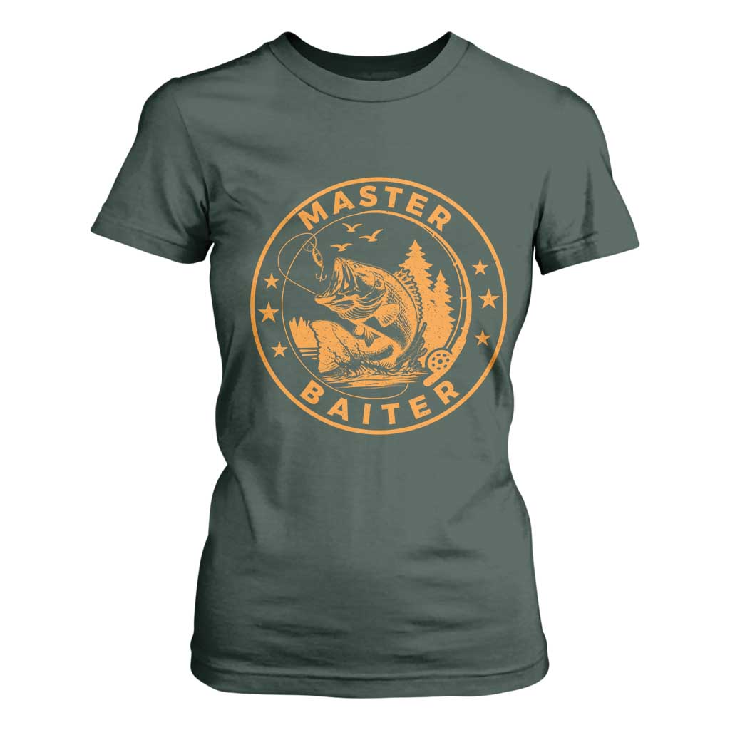 Master Baiter T Shirt For Women Retro Bass Fishing Funny Fisher Fish Fisherman TS10 Dark Forest Green Print Your Wear