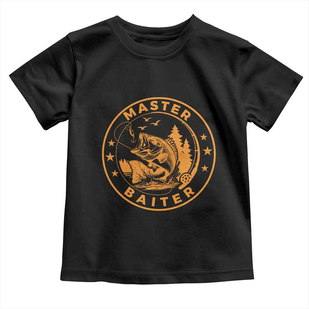 Master Baiter Toddler T Shirt Retro Bass Fishing Funny Fisher Fish Fisherman TS10 Black Print Your Wear