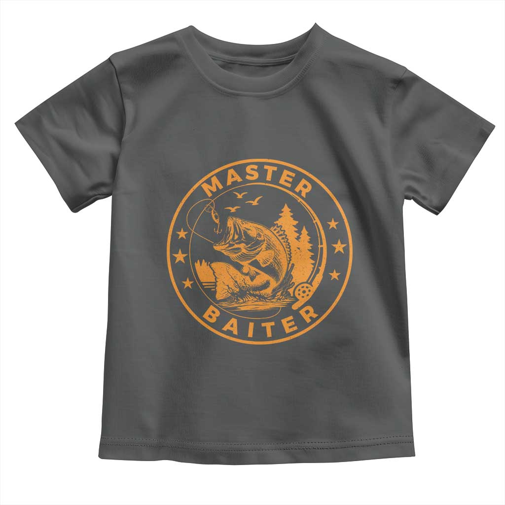 Master Baiter Toddler T Shirt Retro Bass Fishing Funny Fisher Fish Fisherman TS10 Dark Heather Print Your Wear
