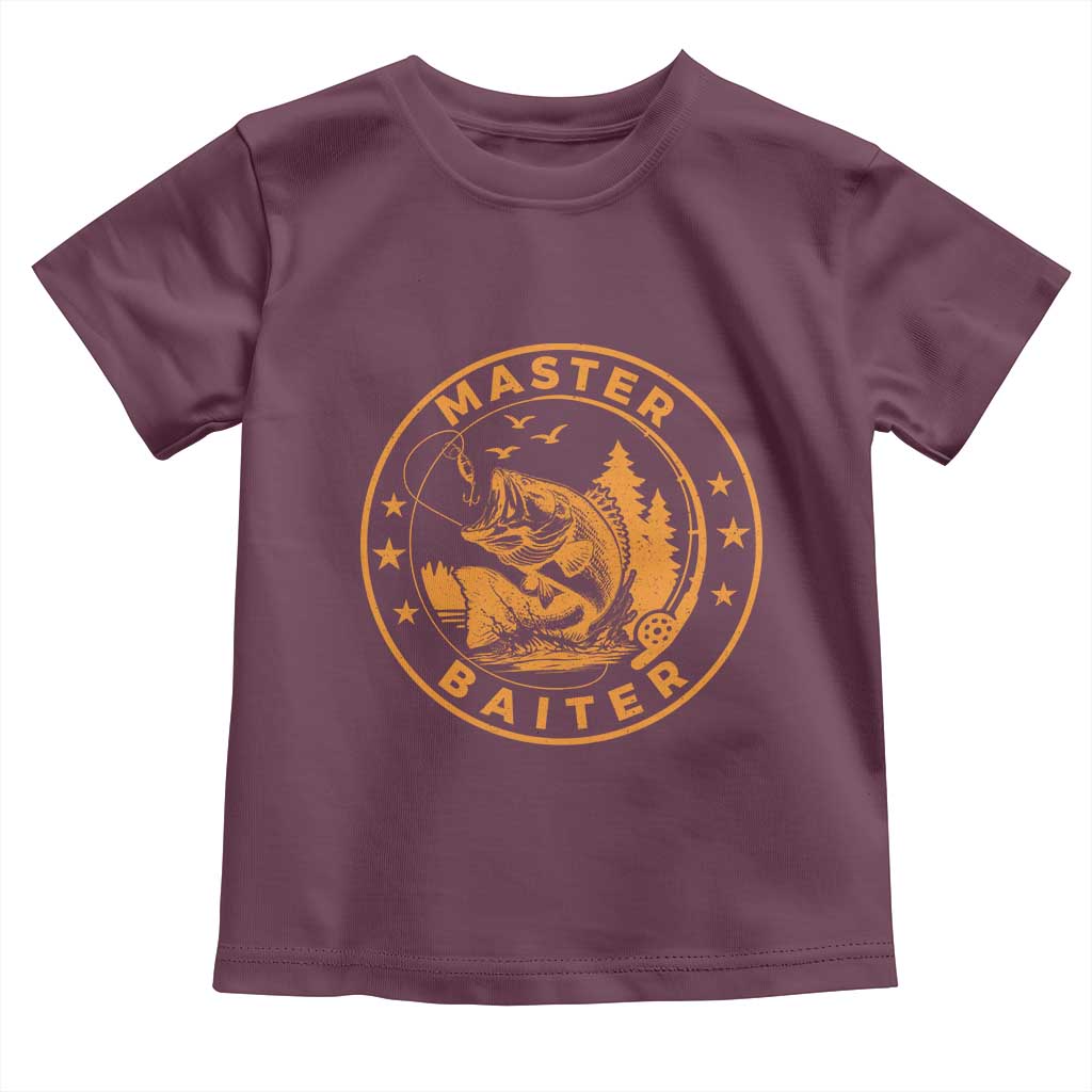 Master Baiter Toddler T Shirt Retro Bass Fishing Funny Fisher Fish Fisherman TS10 Maroon Print Your Wear
