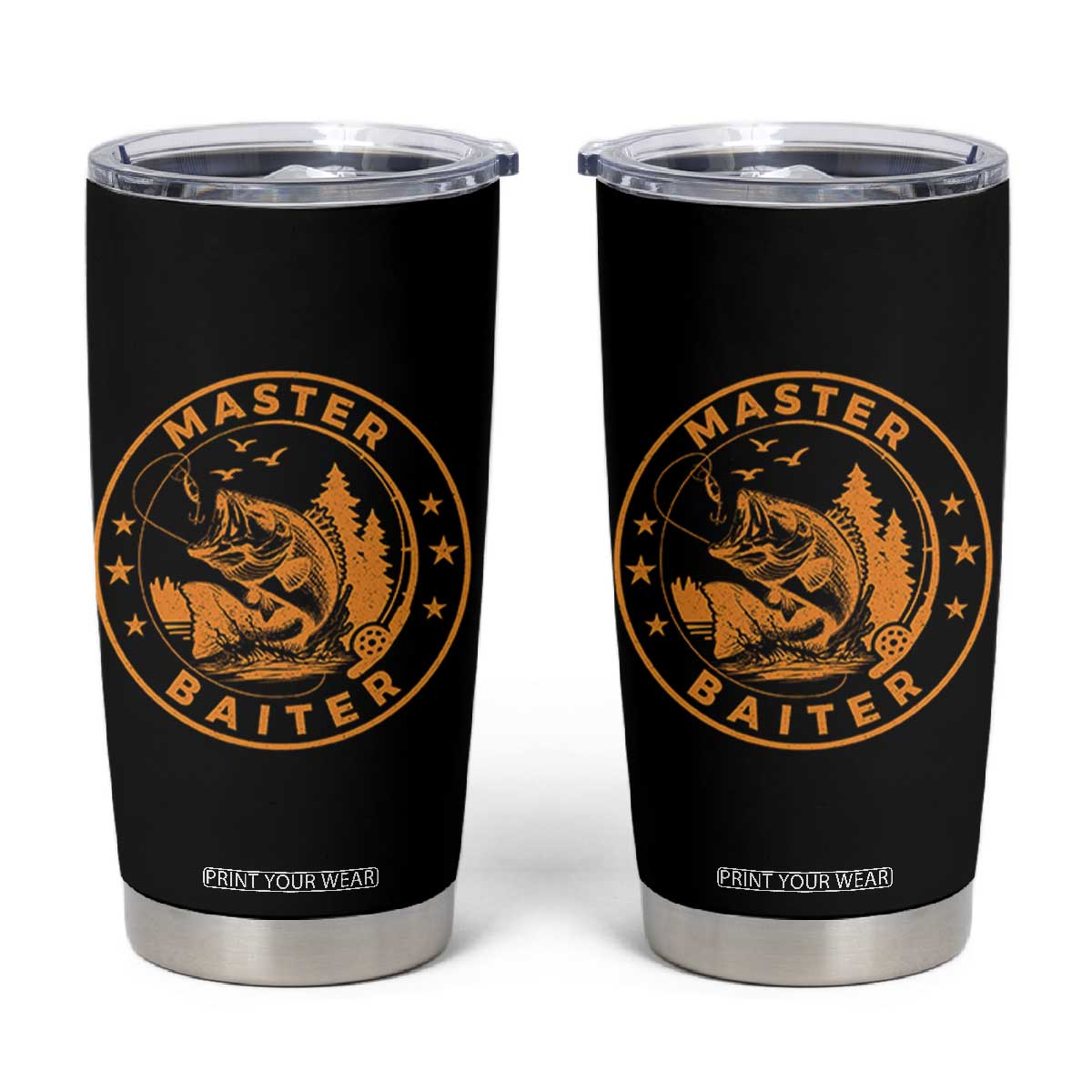 Master Baiter Tumbler Cup Retro Bass Fishing Funny Fisher Fish Fisherman TS10 Black Print Your Wear