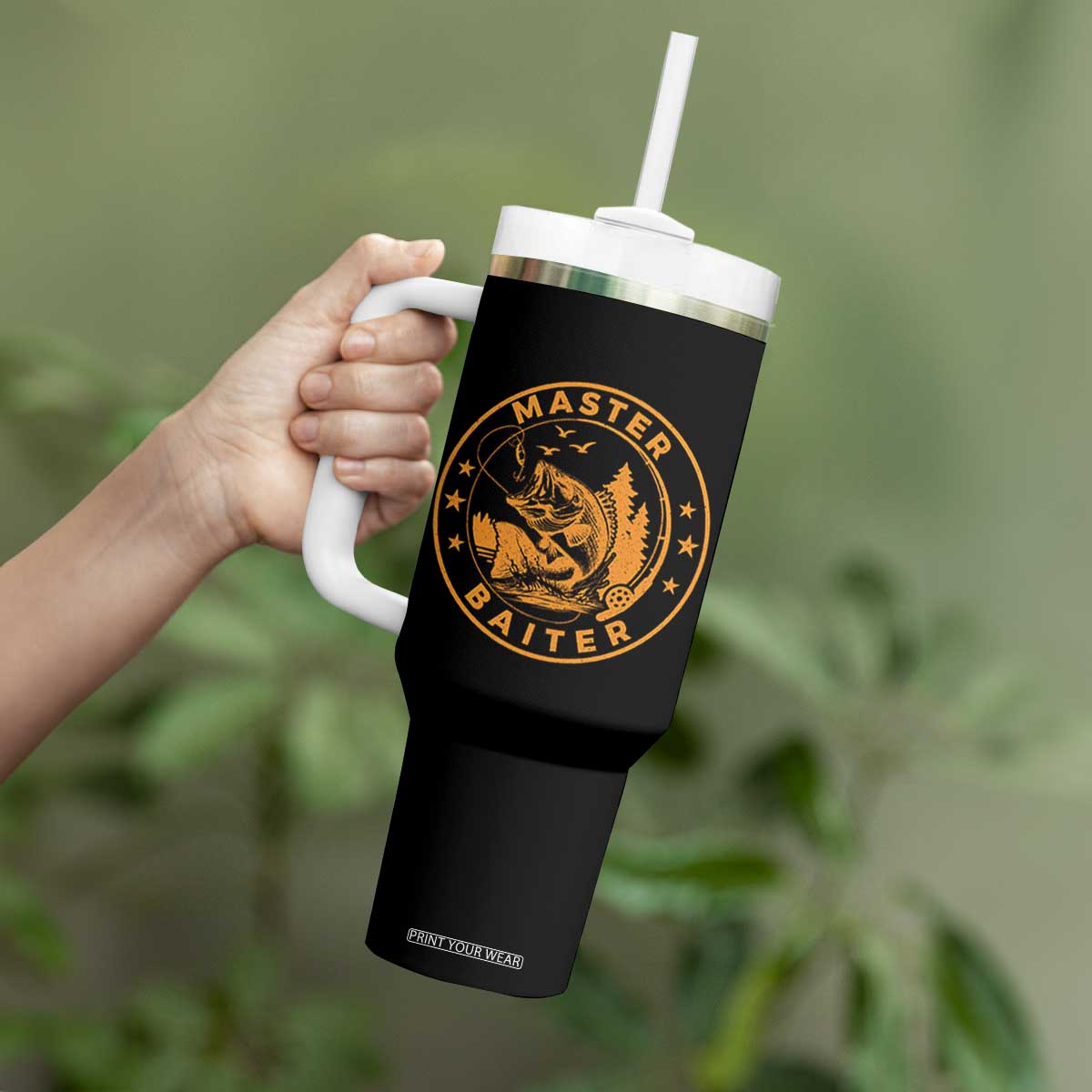 Master Baiter Tumbler With Handle Retro Bass Fishing Funny Fisher Fish Fisherman TS10 Print Your Wear