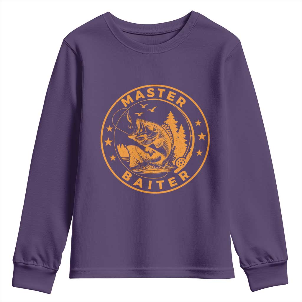 Master Baiter Youth Sweatshirt Retro Bass Fishing Funny Fisher Fish Fisherman TS10 Purple Print Your Wear