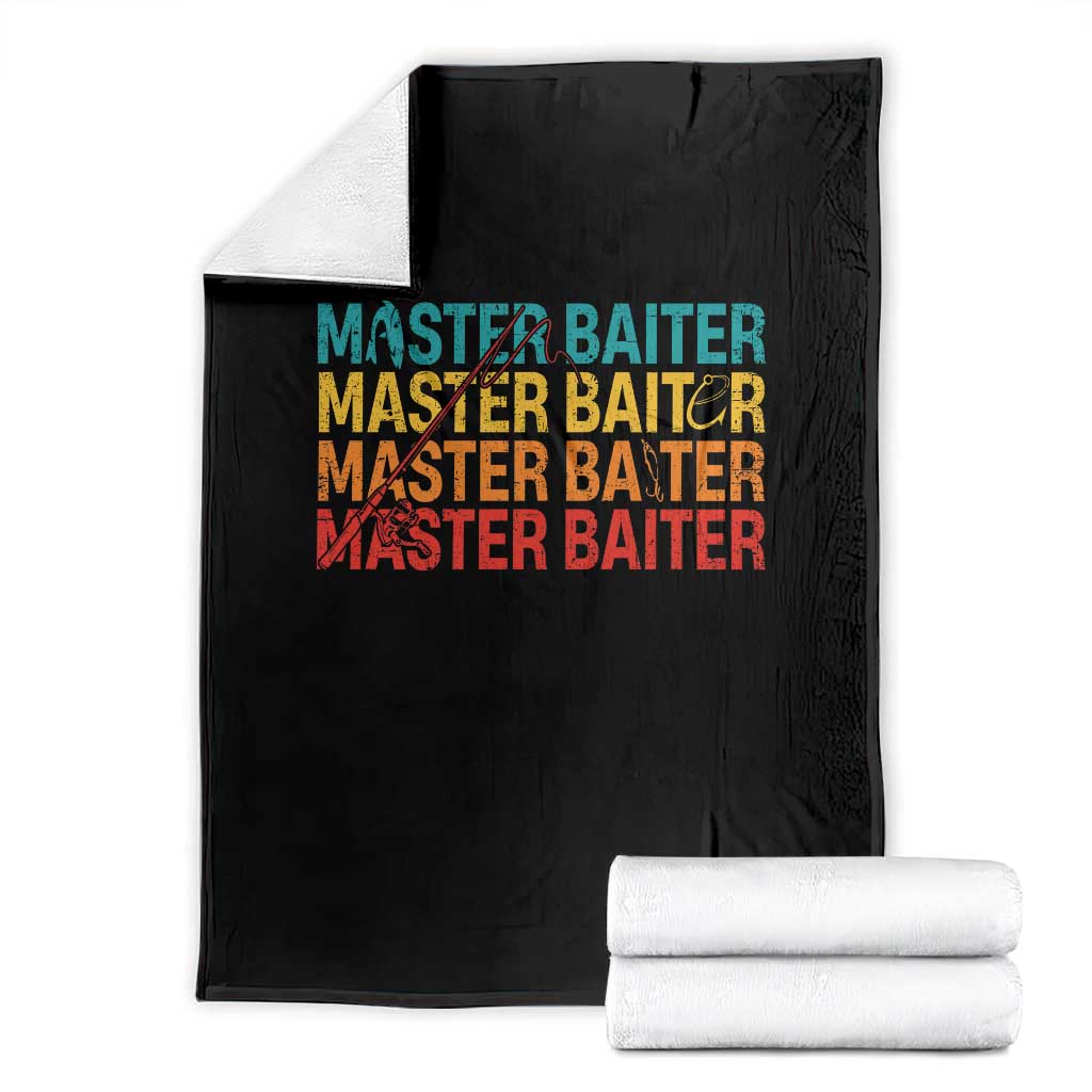 Master Baiter Throw Blanket Retro Bass Fishing Funny Fish Fisherman TS10 Black Print Your Wear