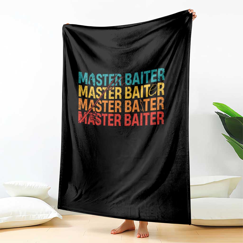 Master Baiter Throw Blanket Retro Bass Fishing Funny Fish Fisherman TS10 Print Your Wear