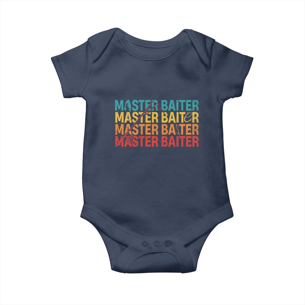 Master Baiter Baby Onesie Retro Bass Fishing Funny Fish Fisherman TS10 Navy Print Your Wear