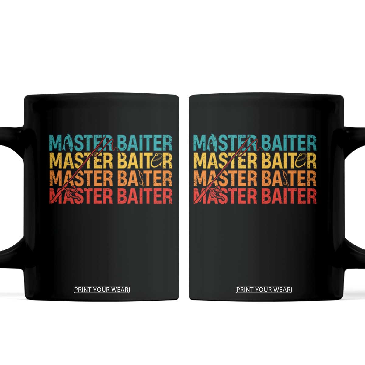 Master Baiter Coffee Mug Retro Bass Fishing Funny Fish Fisherman TS10 Black Print Your Wear