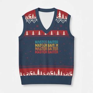 Master Baiter V-Neck Knit Sweater Vest Retro Bass Fishing Funny Fish Fisherman TS10 Navy Red Print Your Wear