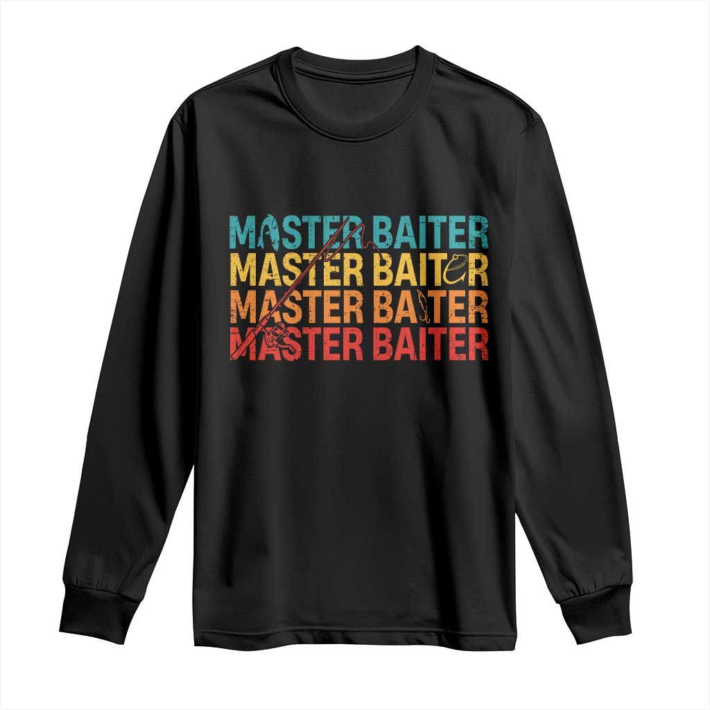 Master Baiter Long Sleeve Shirt Retro Bass Fishing Funny Fish Fisherman TS10 Black Print Your Wear