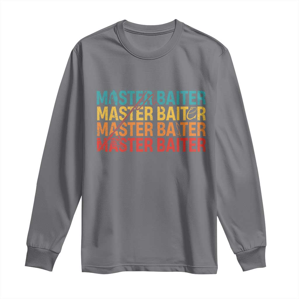 Master Baiter Long Sleeve Shirt Retro Bass Fishing Funny Fish Fisherman TS10 Charcoal Print Your Wear
