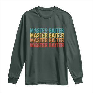 Master Baiter Long Sleeve Shirt Retro Bass Fishing Funny Fish Fisherman TS10 Dark Forest Green Print Your Wear