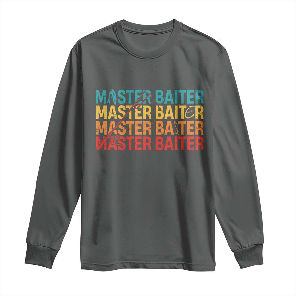 Master Baiter Long Sleeve Shirt Retro Bass Fishing Funny Fish Fisherman TS10 Dark Heather Print Your Wear