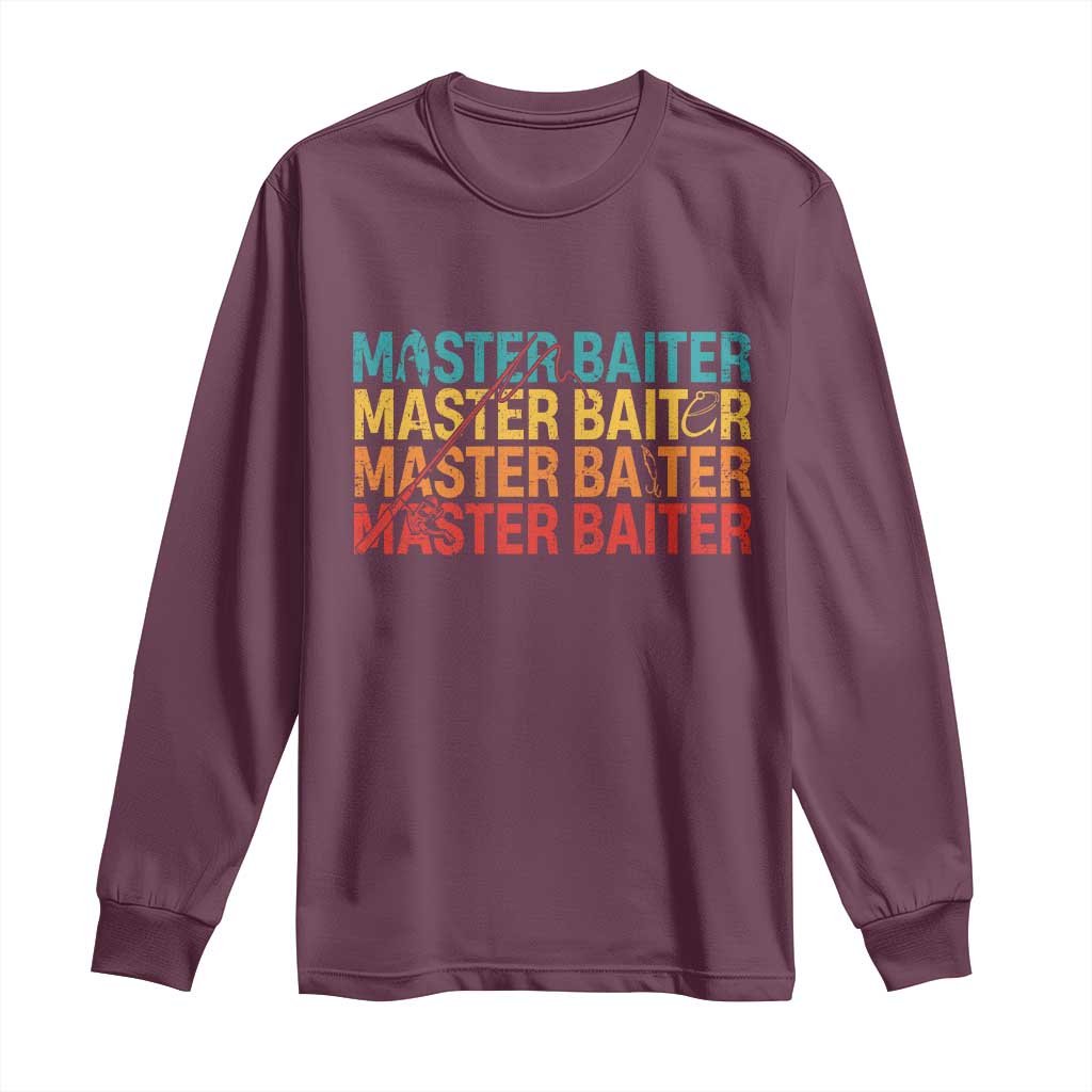 Master Baiter Long Sleeve Shirt Retro Bass Fishing Funny Fish Fisherman TS10 Maroon Print Your Wear