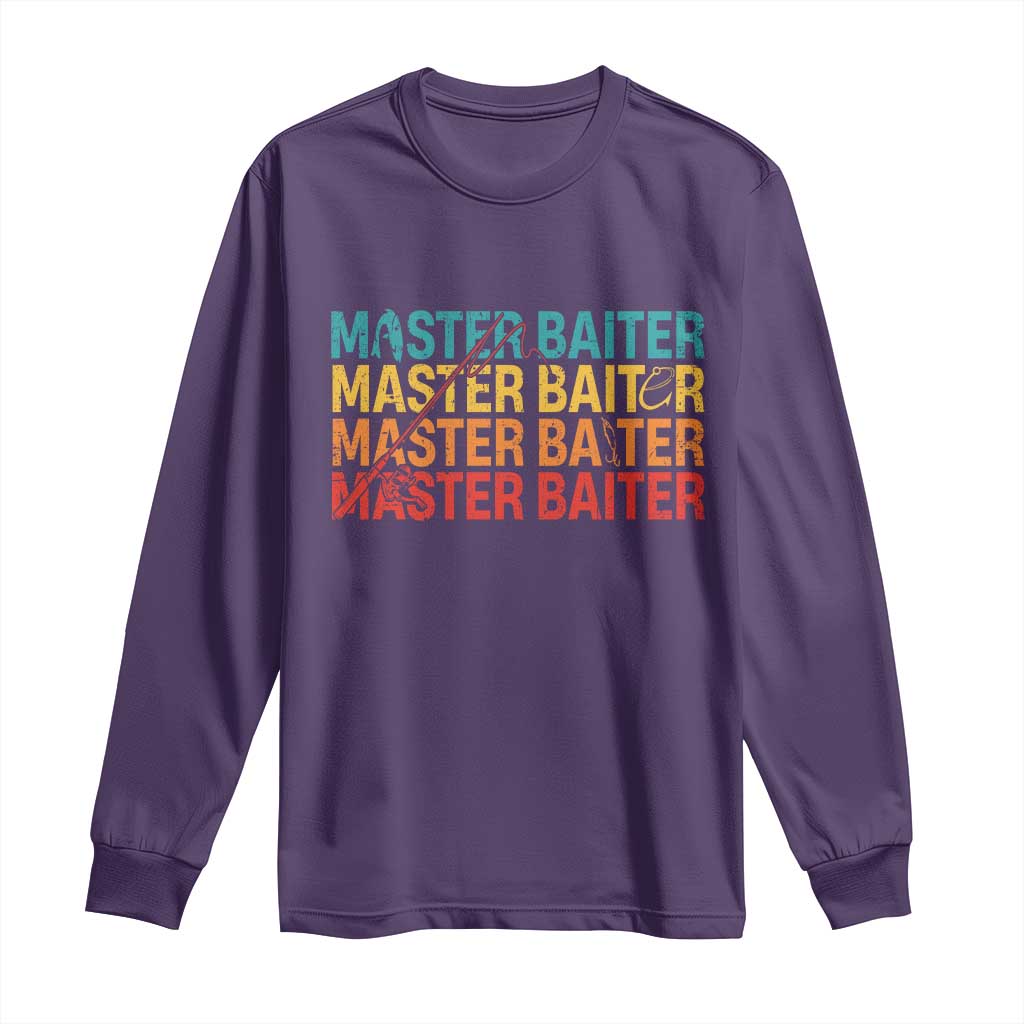 Master Baiter Long Sleeve Shirt Retro Bass Fishing Funny Fish Fisherman TS10 Purple Print Your Wear