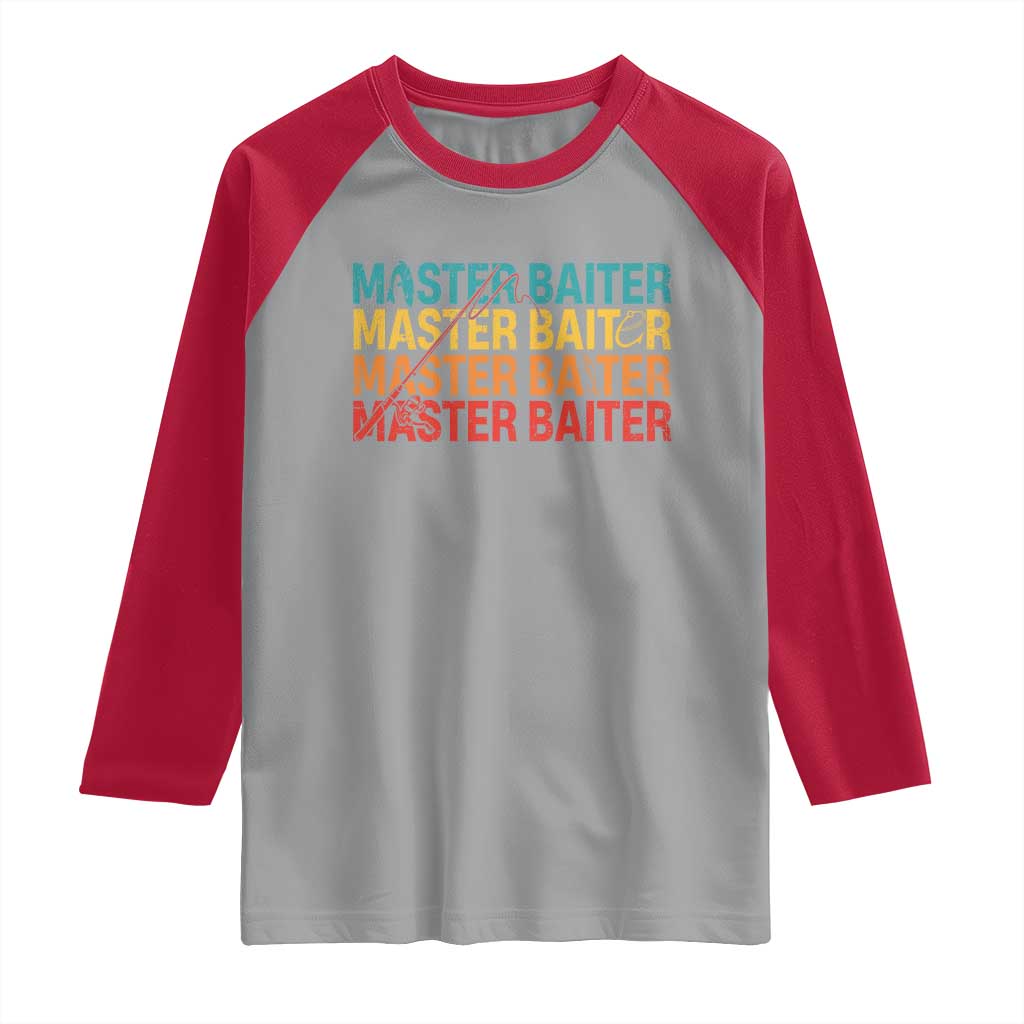Master Baiter Raglan Shirt Retro Bass Fishing Funny Fish Fisherman TS10 Sport Gray Red Print Your Wear