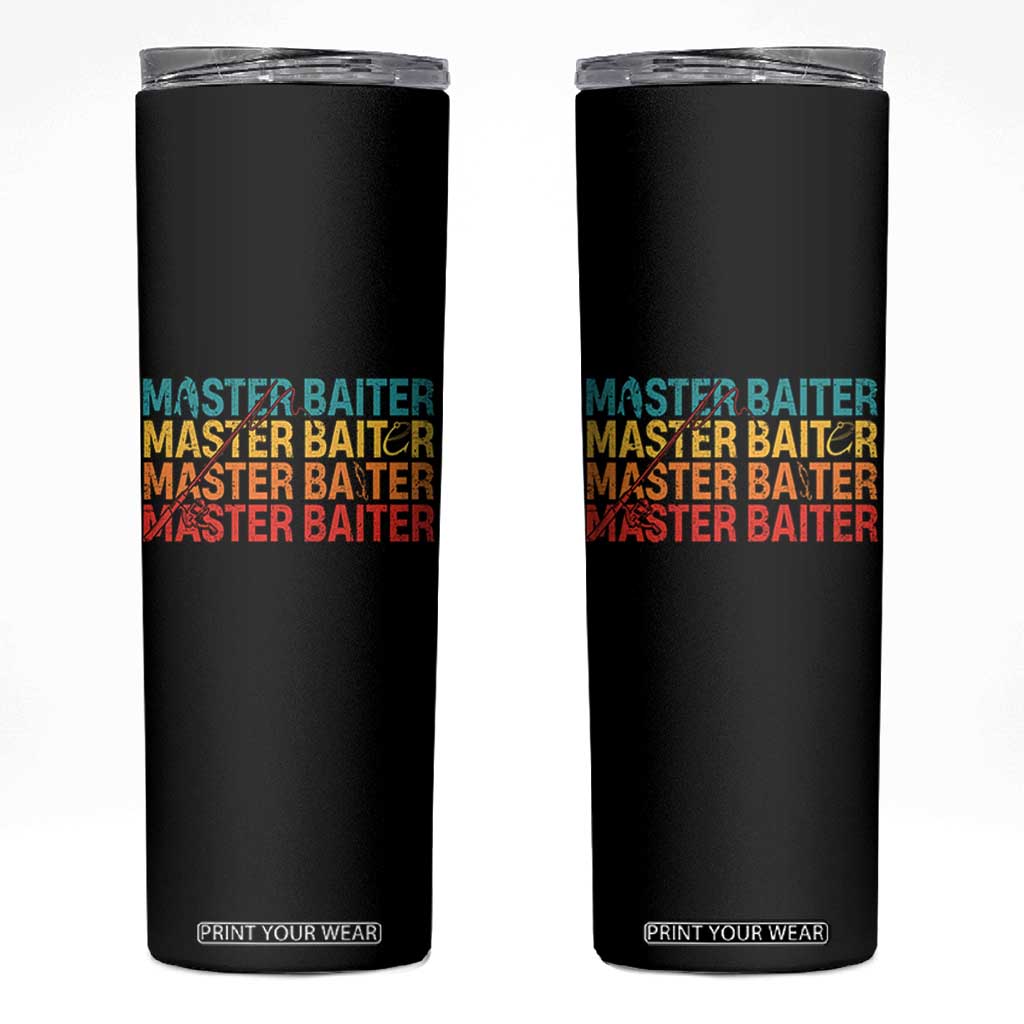 Master Baiter Skinny Tumbler Retro Bass Fishing Funny Fish Fisherman TS10 Black Print Your Wear