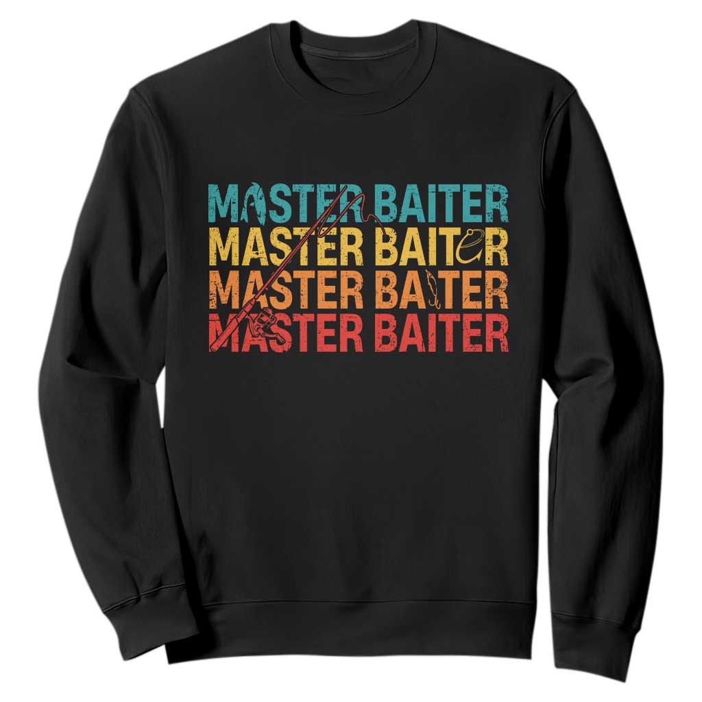 Master Baiter Sweatshirt Retro Bass Fishing Funny Fish Fisherman TS10 Black Print Your Wear