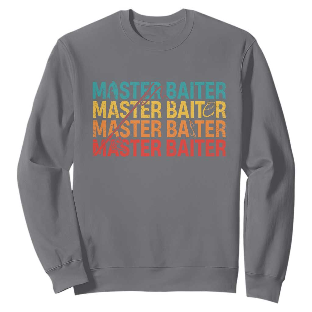 Master Baiter Sweatshirt Retro Bass Fishing Funny Fish Fisherman TS10 Charcoal Print Your Wear