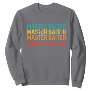 Master Baiter Sweatshirt Retro Bass Fishing Funny Fish Fisherman TS10 Charcoal Print Your Wear