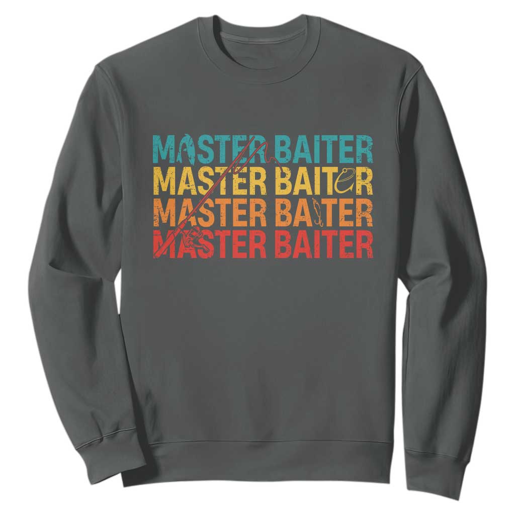 Master Baiter Sweatshirt Retro Bass Fishing Funny Fish Fisherman TS10 Dark Heather Print Your Wear