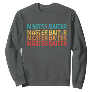 Master Baiter Sweatshirt Retro Bass Fishing Funny Fish Fisherman TS10 Dark Heather Print Your Wear