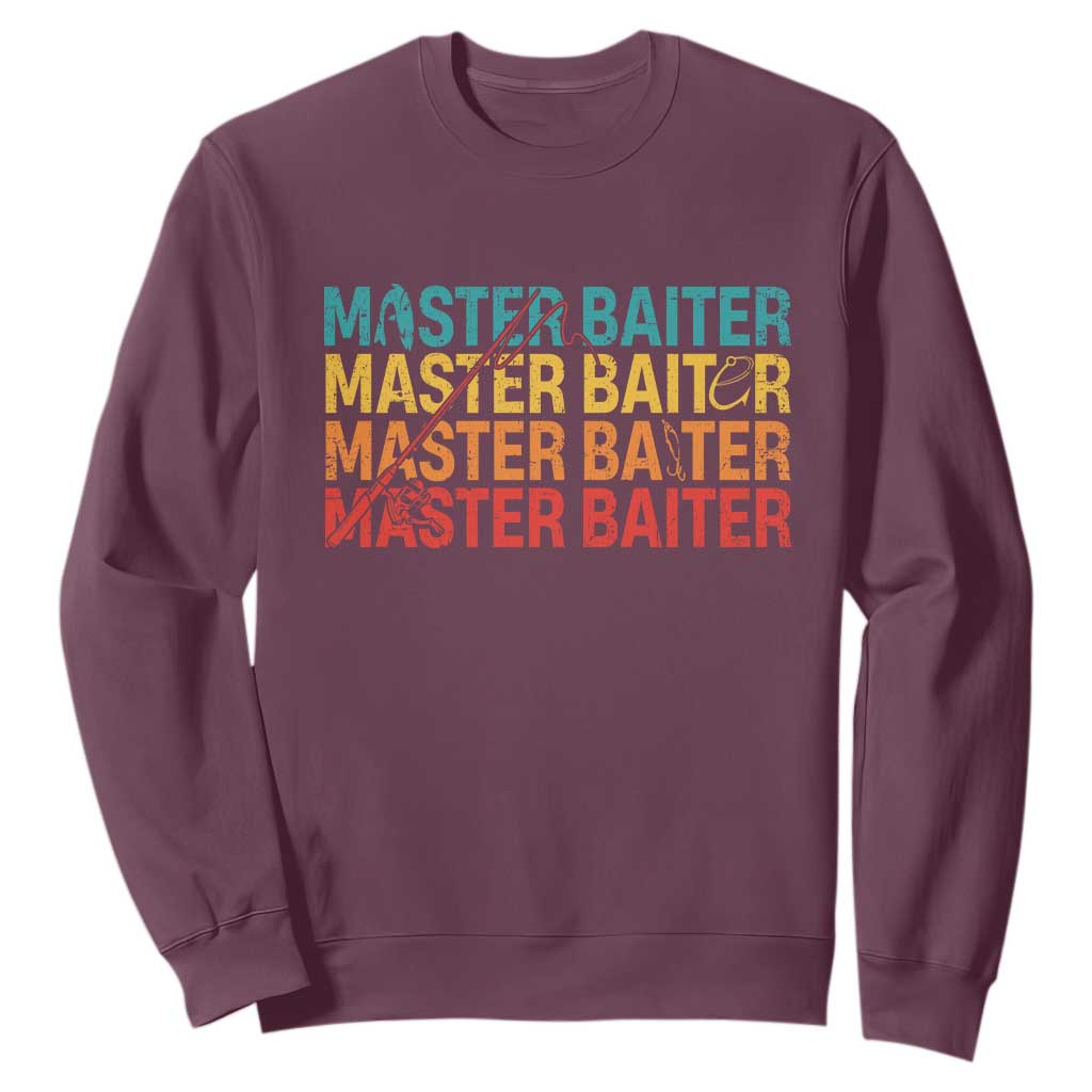 Master Baiter Sweatshirt Retro Bass Fishing Funny Fish Fisherman TS10 Maroon Print Your Wear
