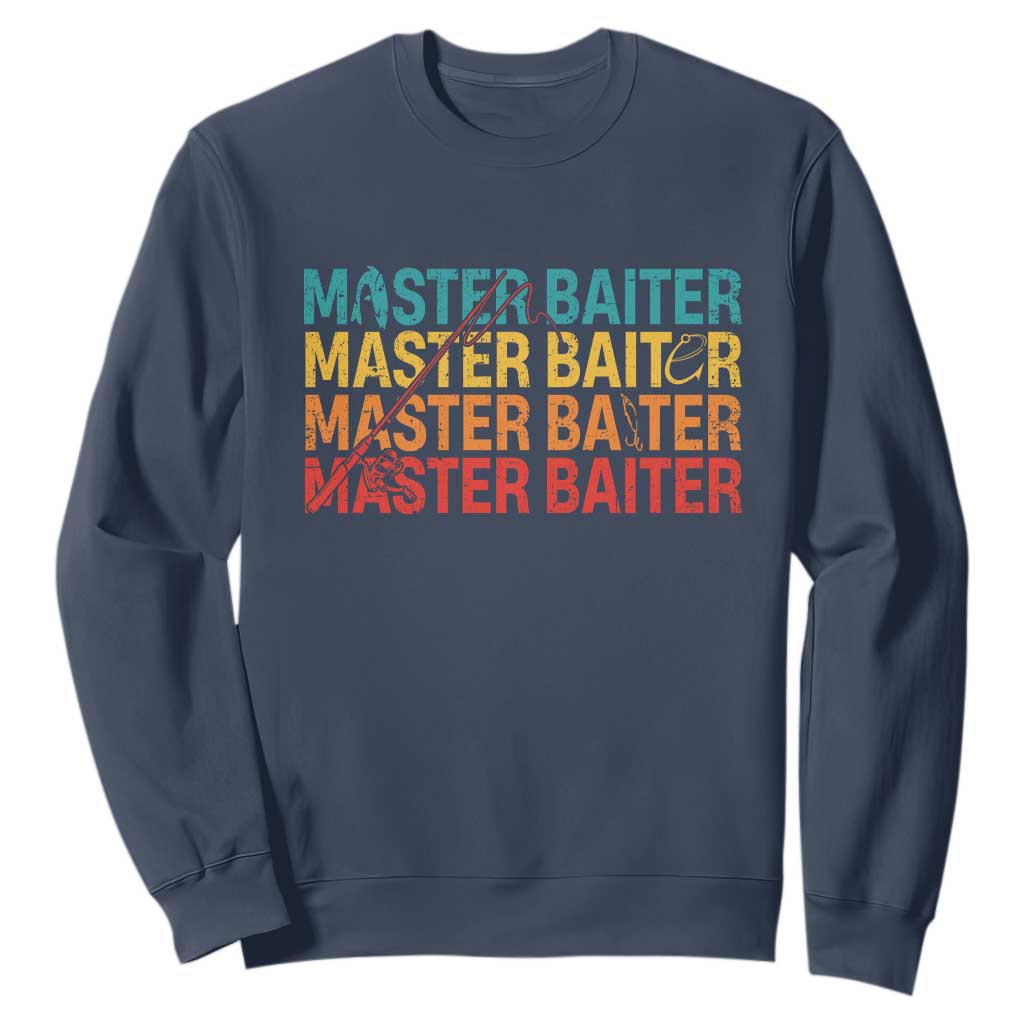 Master Baiter Sweatshirt Retro Bass Fishing Funny Fish Fisherman TS10 Navy Print Your Wear