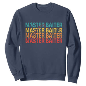 Master Baiter Sweatshirt Retro Bass Fishing Funny Fish Fisherman TS10 Navy Print Your Wear