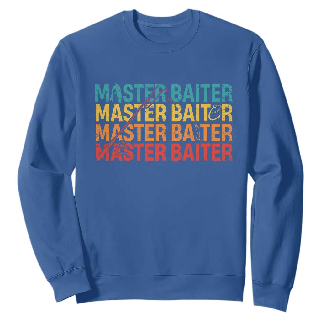 Master Baiter Sweatshirt Retro Bass Fishing Funny Fish Fisherman TS10 Royal Blue Print Your Wear