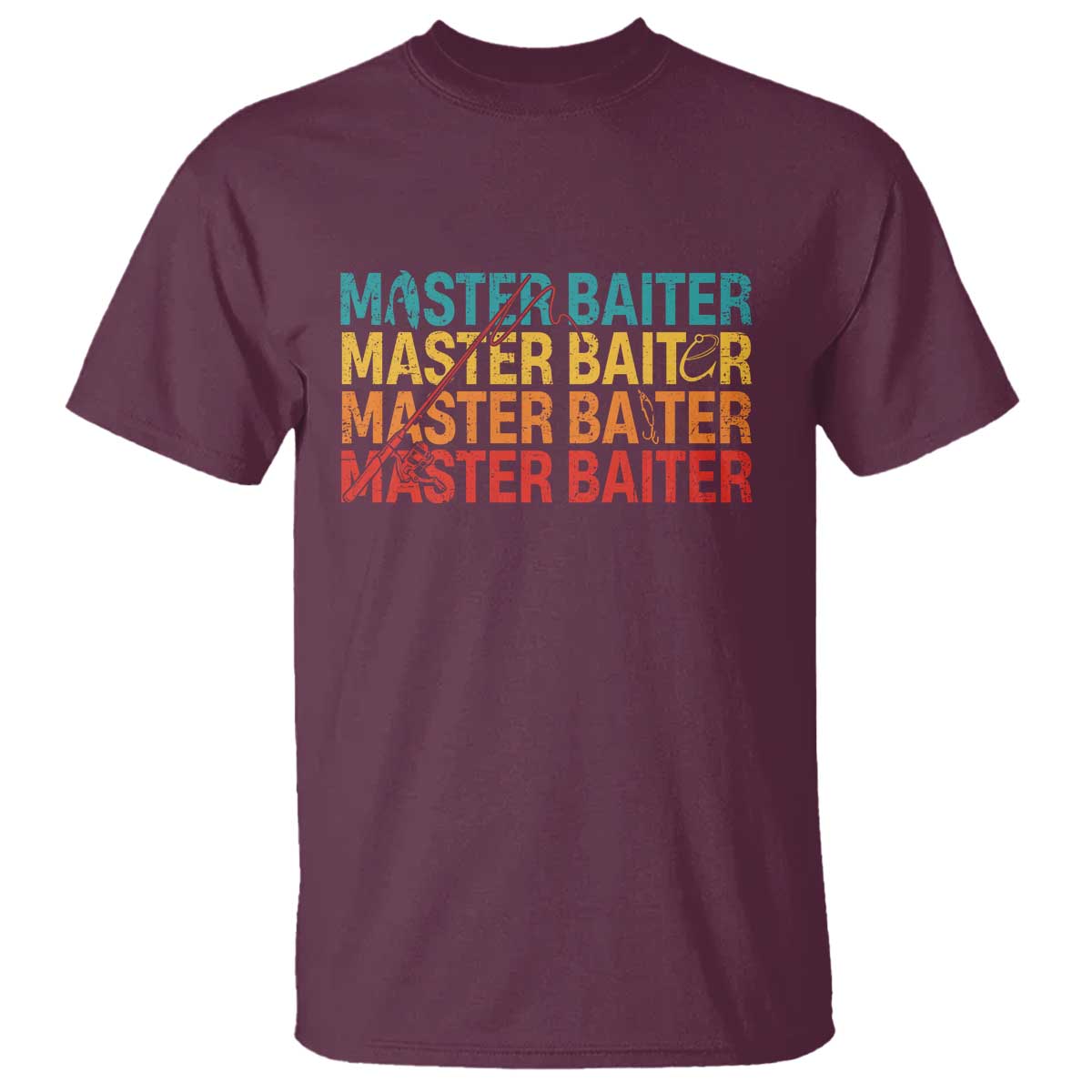 Master Baiter T Shirt Retro Bass Fishing Funny Fish Fisherman TS10 Maroon Print Your Wear