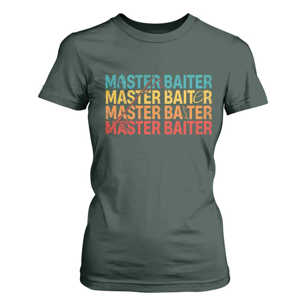 Master Baiter T Shirt For Women Retro Bass Fishing Funny Fish Fisherman TS10 Dark Forest Green Print Your Wear