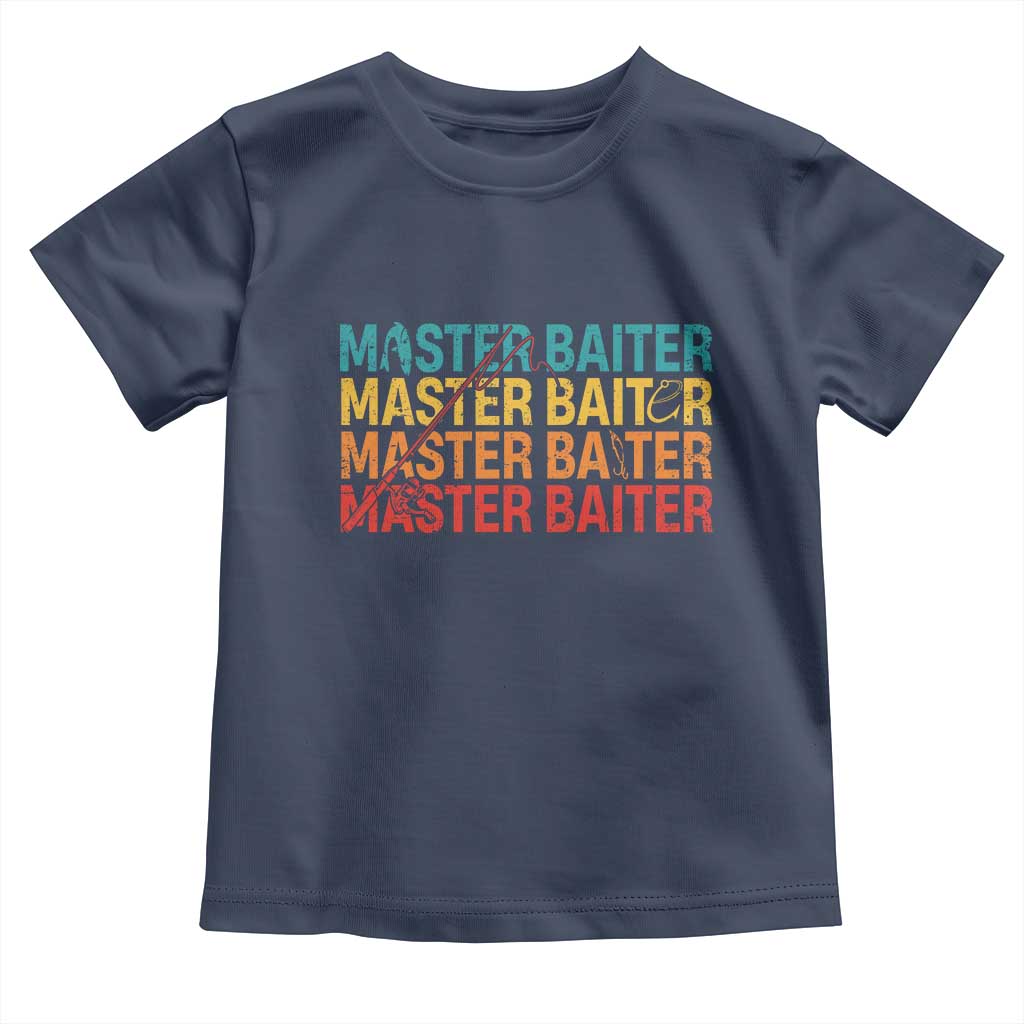 Master Baiter Toddler T Shirt Retro Bass Fishing Funny Fish Fisherman TS10 Navy Print Your Wear