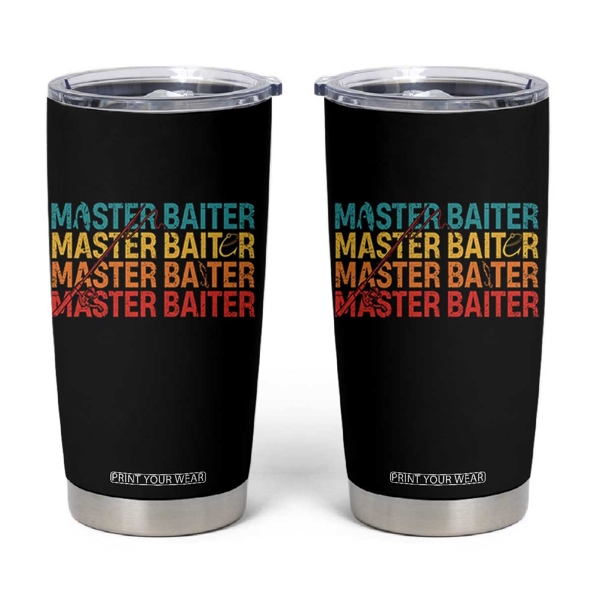 Master Baiter Tumbler Cup Retro Bass Fishing Funny Fish Fisherman TS10 Black Print Your Wear