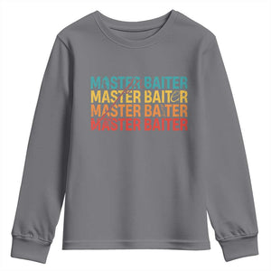 Master Baiter Youth Sweatshirt Retro Bass Fishing Funny Fish Fisherman TS10 Charcoal Print Your Wear
