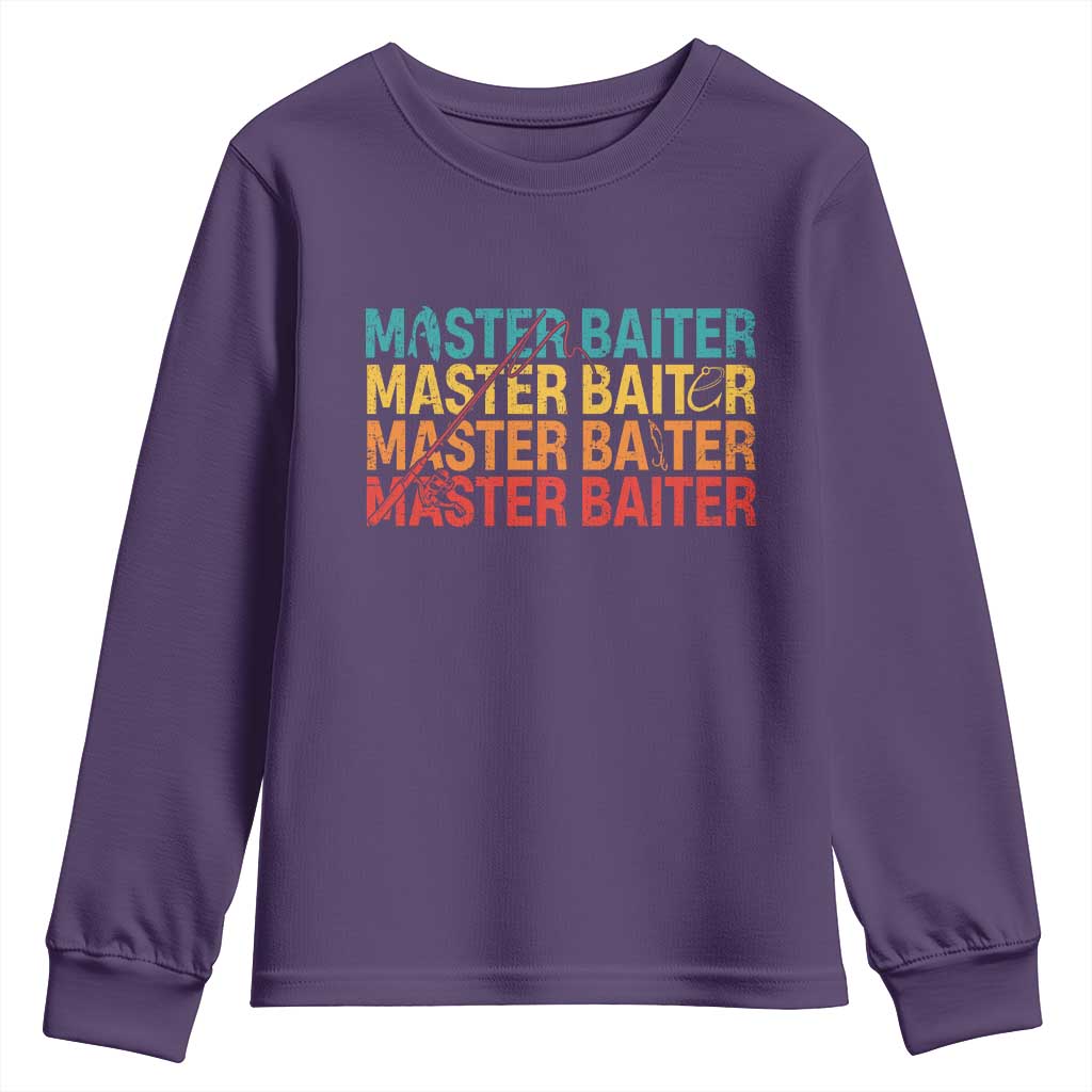 Master Baiter Youth Sweatshirt Retro Bass Fishing Funny Fish Fisherman TS10 Purple Print Your Wear