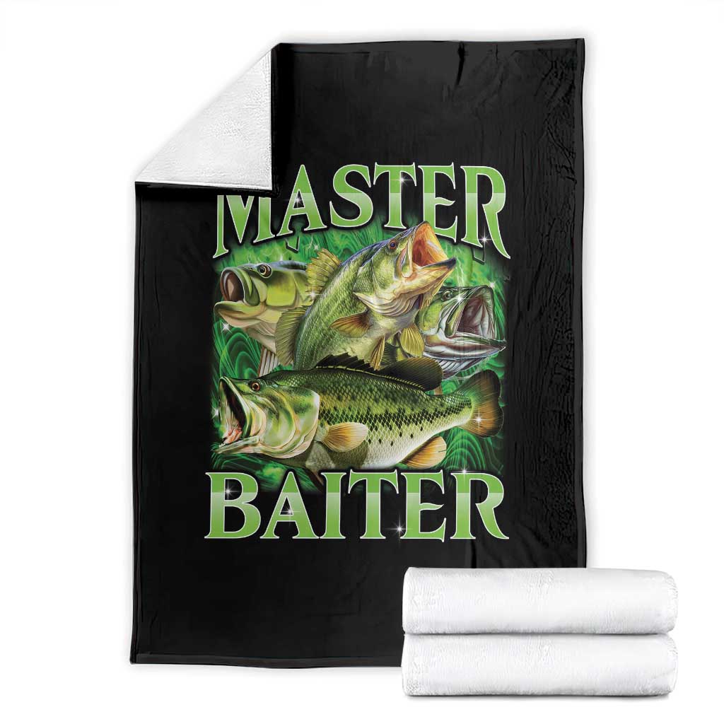 Master Baiter Throw Blanket Funny Bass Fishing Fisher Bootleg Graphic TS10 Black Print Your Wear