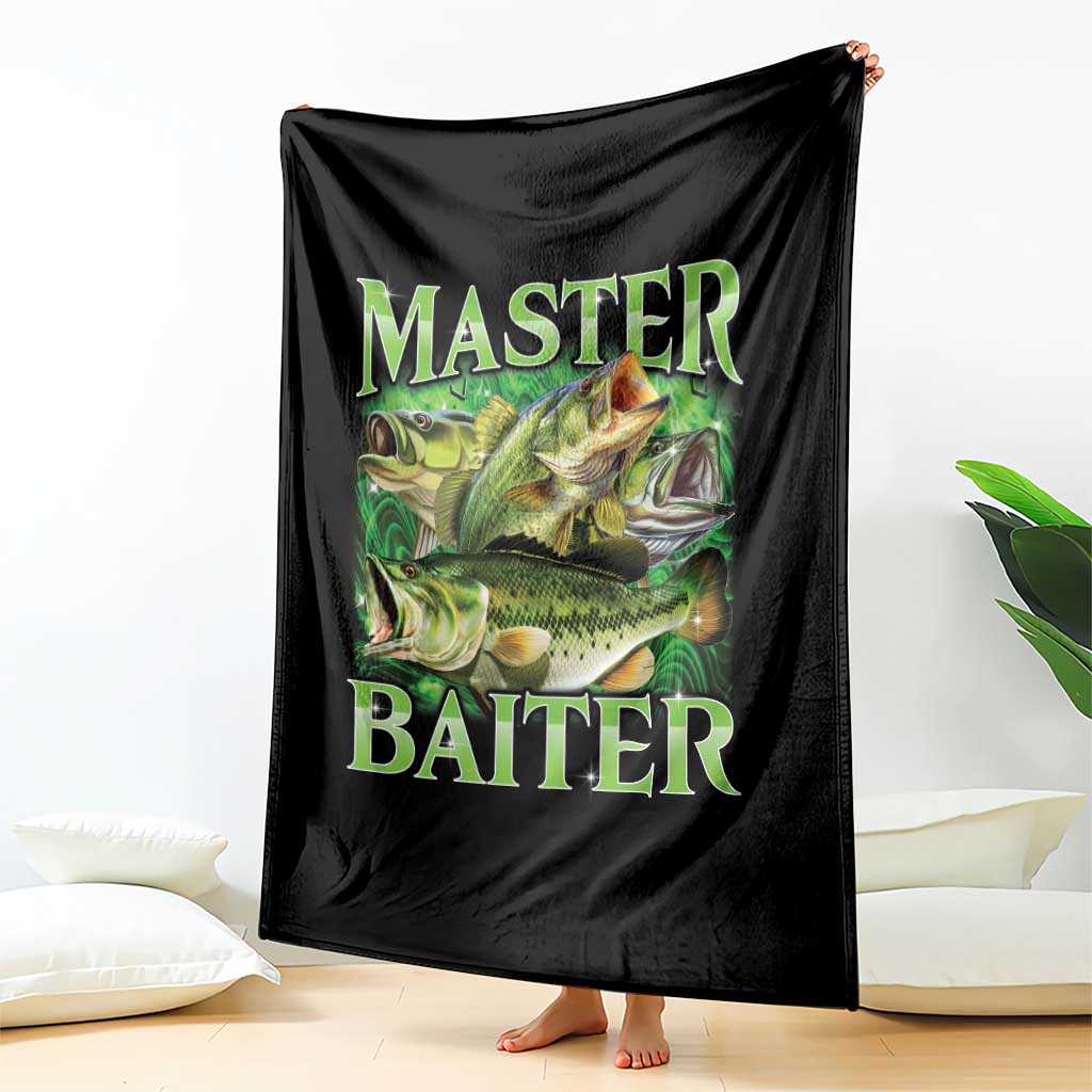 Master Baiter Throw Blanket Funny Bass Fishing Fisher Bootleg Graphic TS10 Print Your Wear