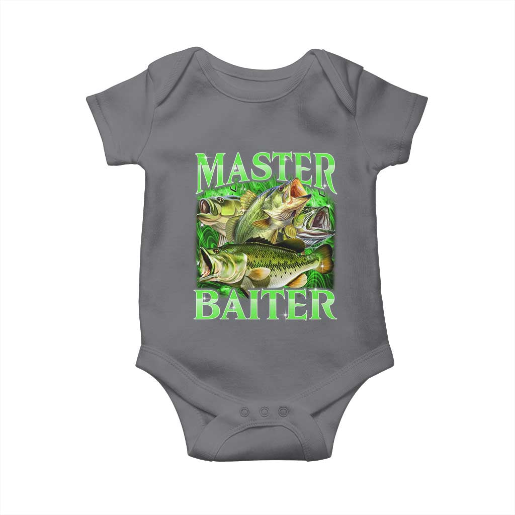 Master Baiter Baby Onesie Funny Bass Fishing Fisher Bootleg Graphic TS10 Charcoal Print Your Wear