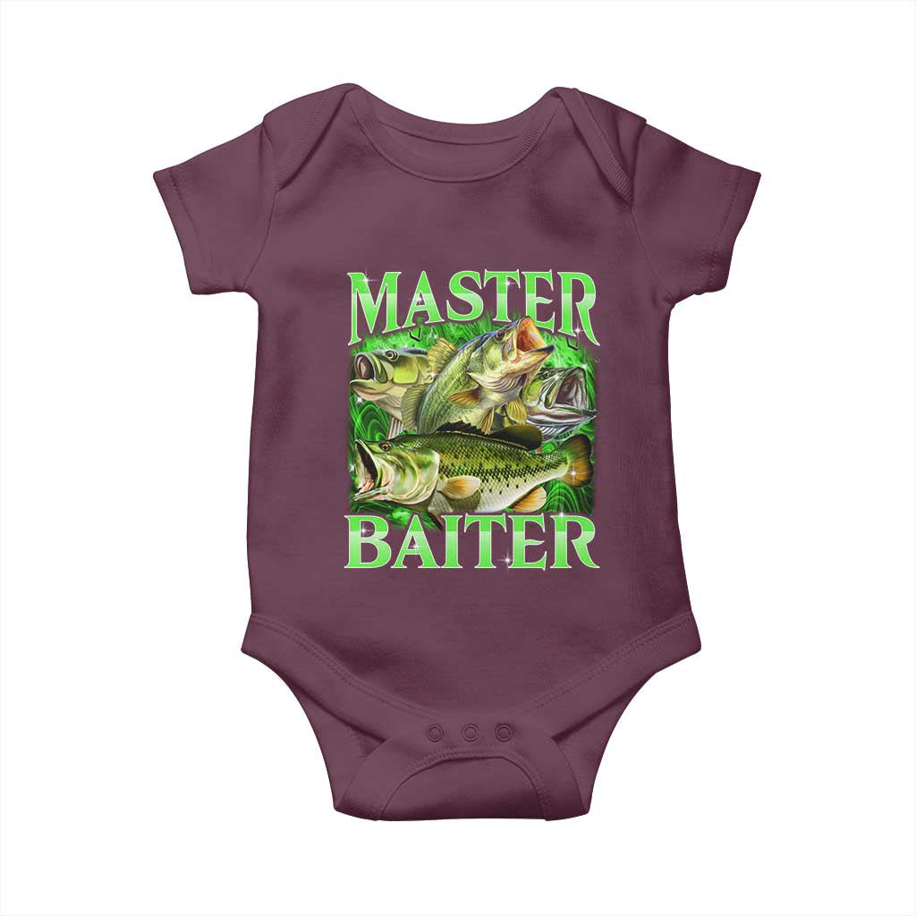 Master Baiter Baby Onesie Funny Bass Fishing Fisher Bootleg Graphic TS10 Maroon Print Your Wear