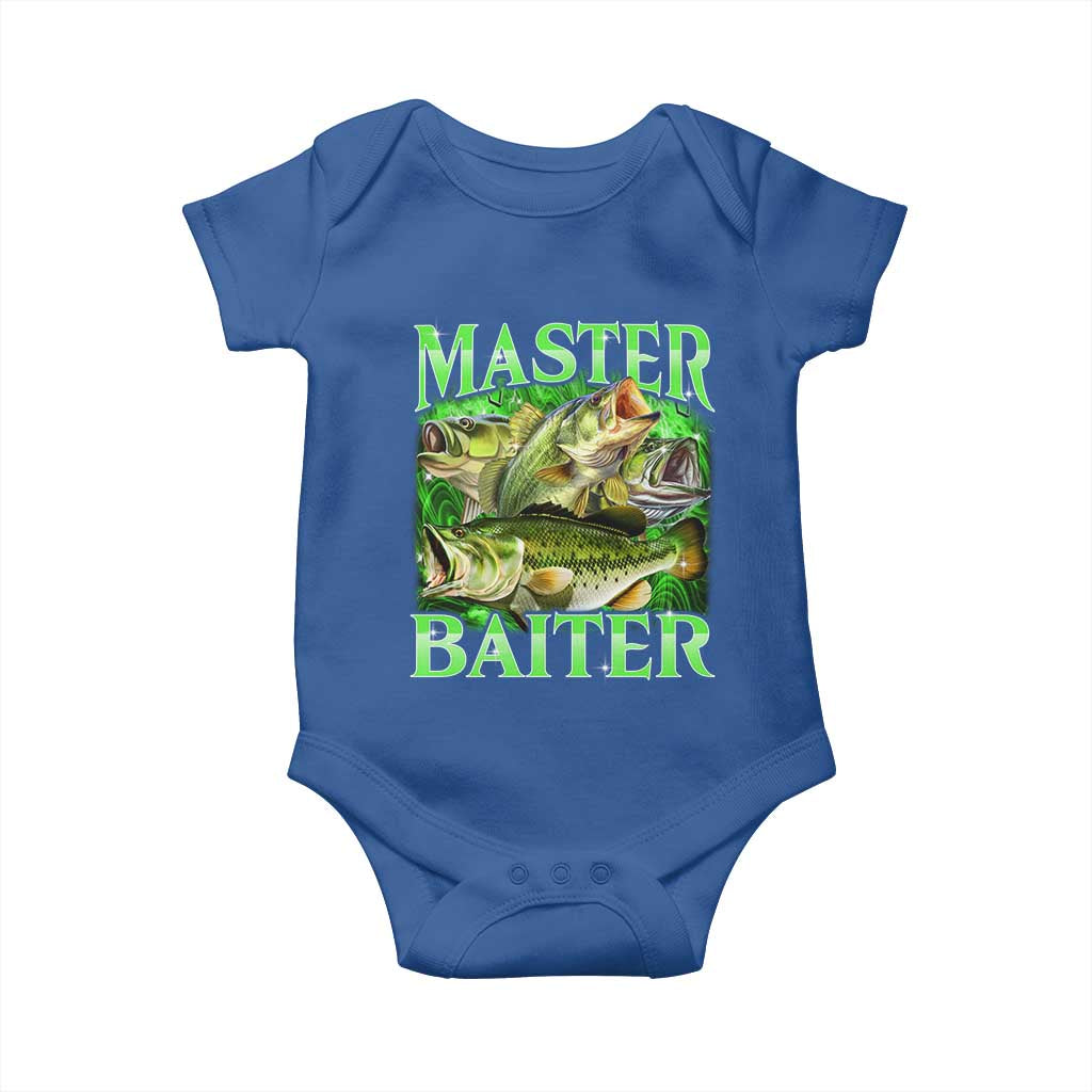 Master Baiter Baby Onesie Funny Bass Fishing Fisher Bootleg Graphic TS10 Royal Blue Print Your Wear