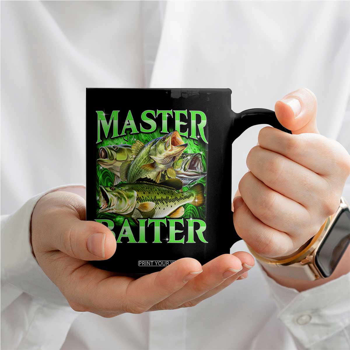 Master Baiter Coffee Mug Funny Bass Fishing Fisher Bootleg Graphic TS10 Print Your Wear