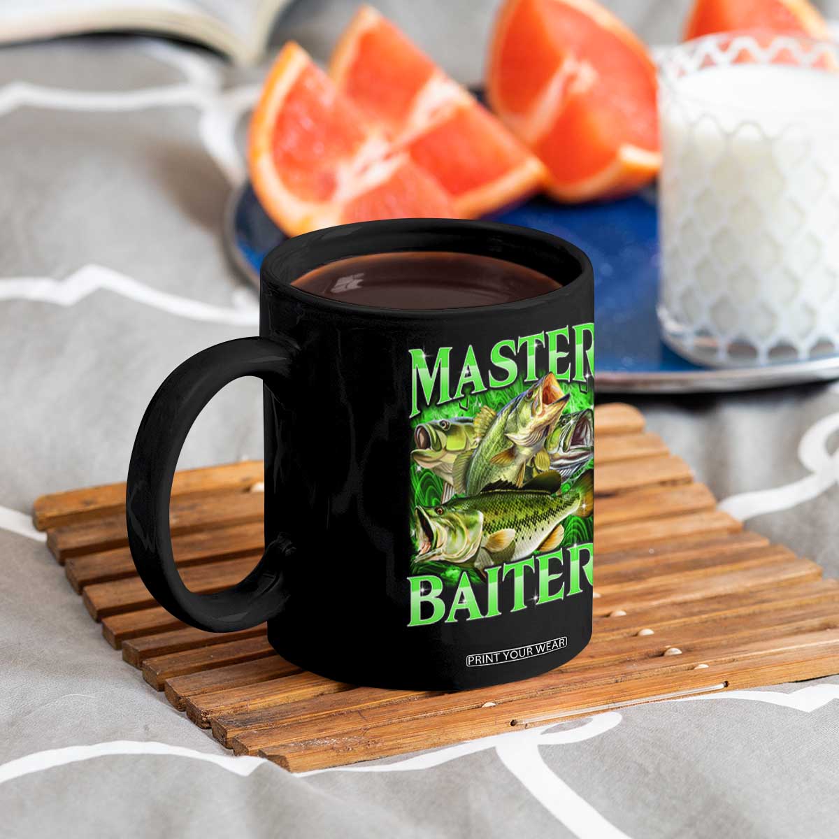 Master Baiter Coffee Mug Funny Bass Fishing Fisher Bootleg Graphic TS10 Print Your Wear