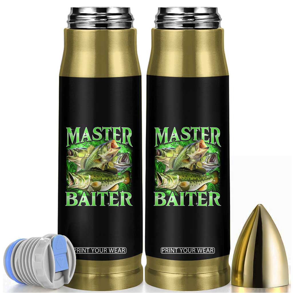 Master Baiter Bullet Tumbler Funny Bass Fishing Fisher Bootleg Graphic TS10 Black Print Your Wear