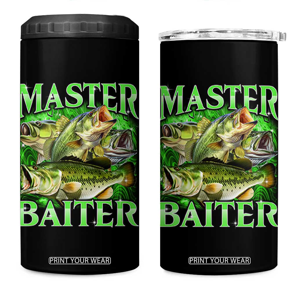 Master Baiter 4 in 1 Can Cooler Tumbler Funny Bass Fishing Fisher Bootleg Graphic TS10 One Size: 16 oz Black Print Your Wear