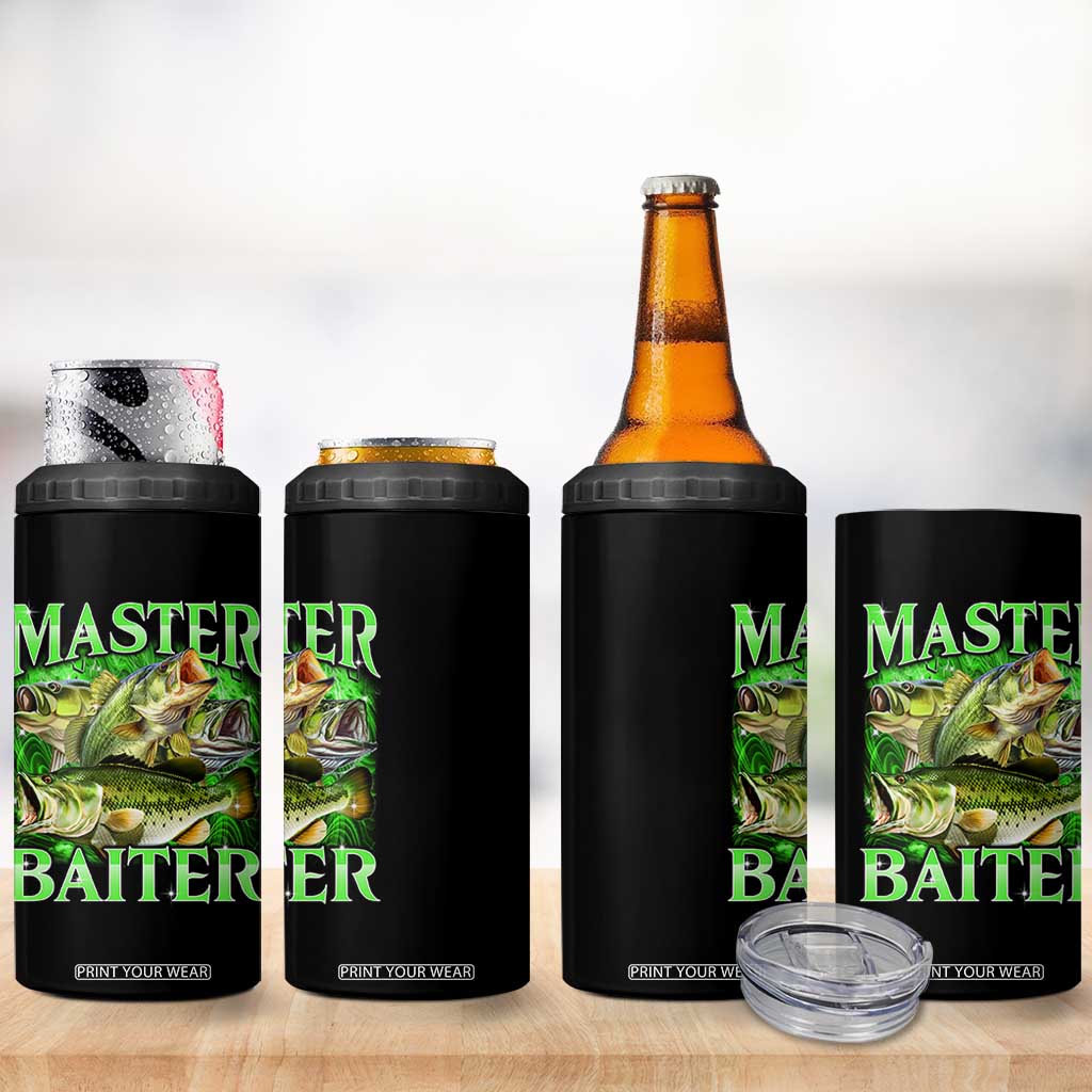 Master Baiter 4 in 1 Can Cooler Tumbler Funny Bass Fishing Fisher Bootleg Graphic TS10 Print Your Wear
