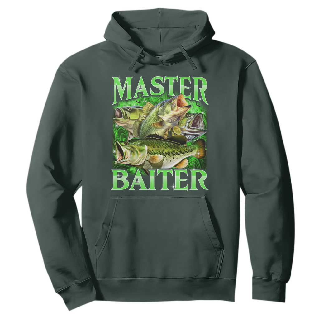 Master Baiter Hoodie Funny Bass Fishing Fisher Bootleg Graphic TS10 Dark Forest Green Print Your Wear
