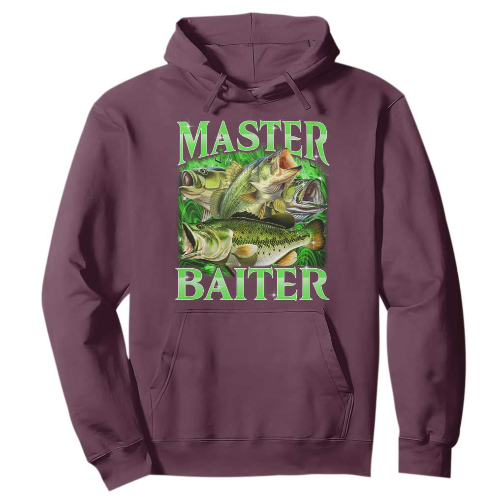 Master Baiter Hoodie Funny Bass Fishing Fisher Bootleg Graphic TS10 Maroon Print Your Wear