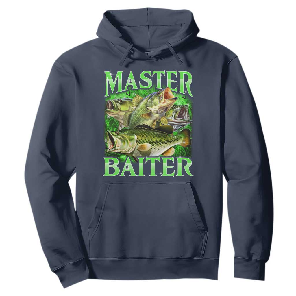 Master Baiter Hoodie Funny Bass Fishing Fisher Bootleg Graphic TS10 Navy Print Your Wear